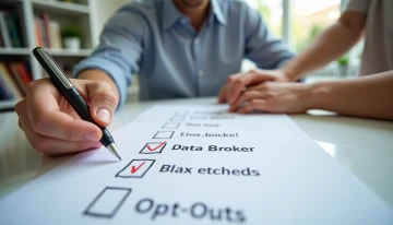 Person verifying data broker opt-outs at home