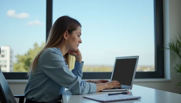 A woman in a home office studying data broker removal information