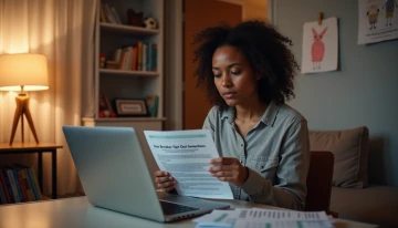 A parent reviewing data broker opt-out instructions in a family room