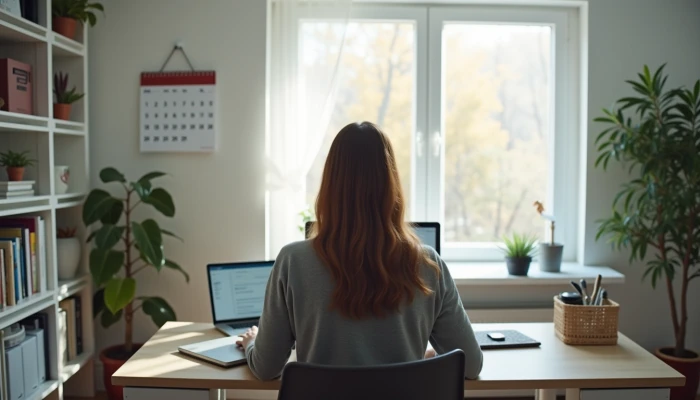 A person checking data removal progress in a home office