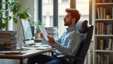 A person in a home office studying a list of data brokers