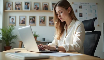 A person sitting at a desk in a home office