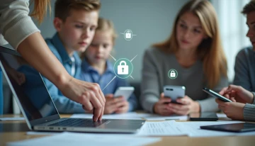 Family securing digital devices with abstract security metaphors